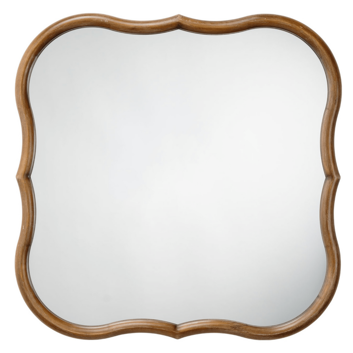 Daisy Square Scalloped Wood Wall Mirror