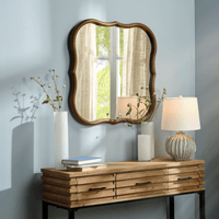Daisy Square Scalloped Wood Wall Mirror