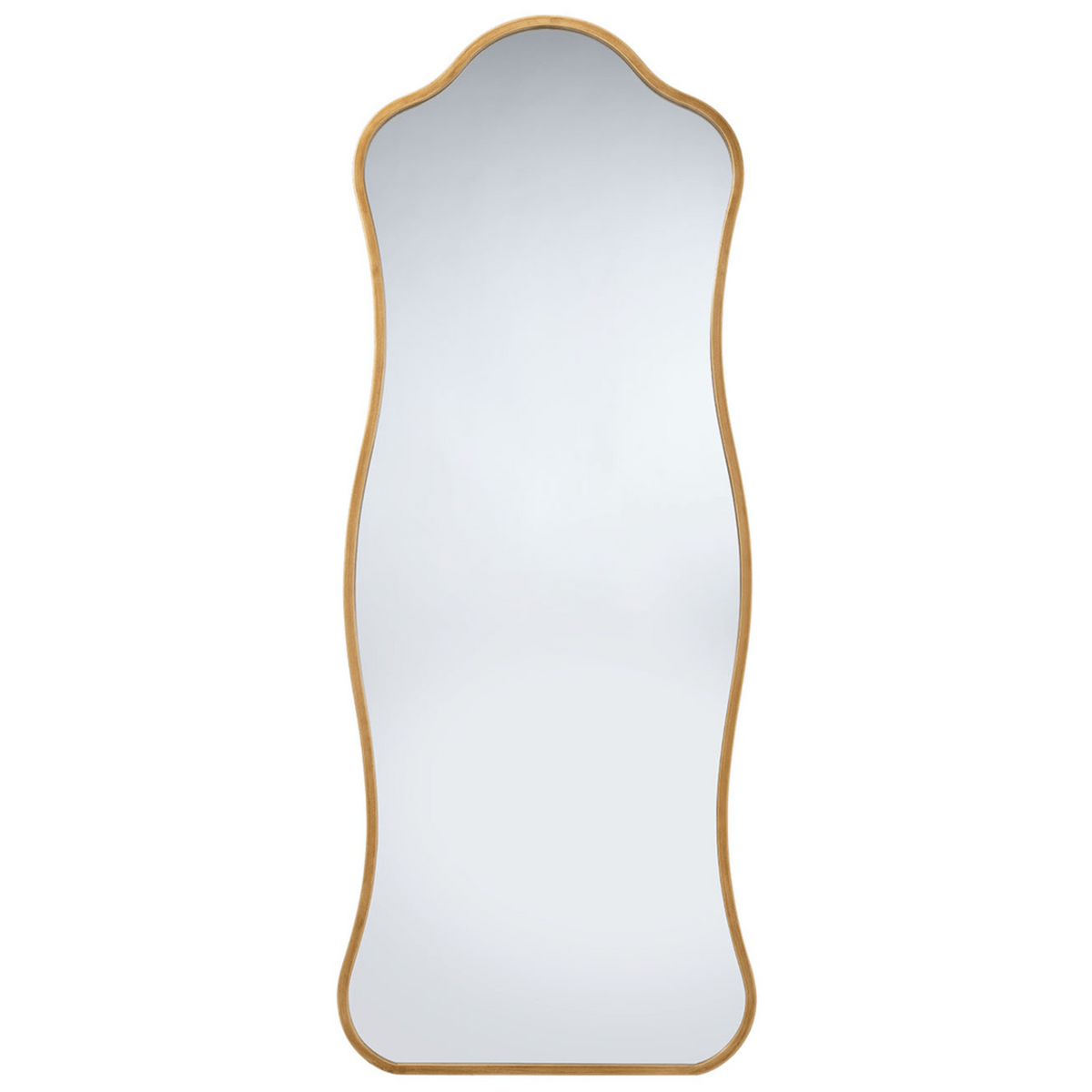 Aurora Wavy Iron Floor Mirror in Antique Brass and Black