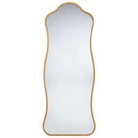 Aurora Wavy Iron Floor Mirror in Antique Brass and Black