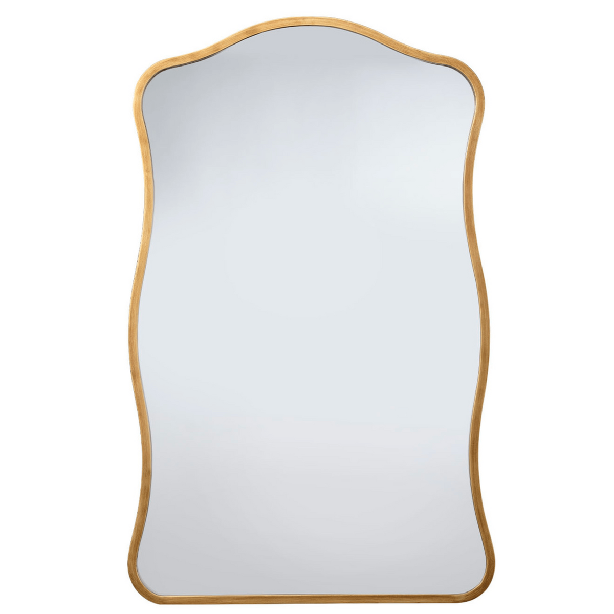 Aurora Wavy Iron Wall Mirror, Black and Antique Brass