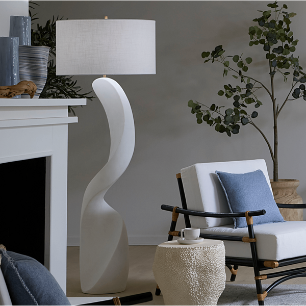 Cobra White Ricestone Floor Lamp