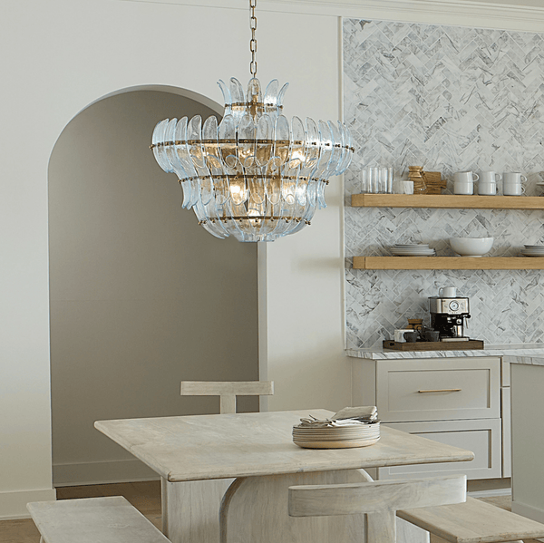 Arcade Light Blue Blown Glass Chandelier