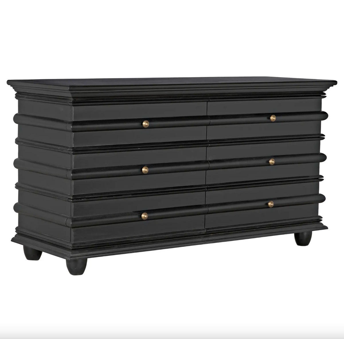 Ascona 6-Drawer Chest, Hand Rubbed Black