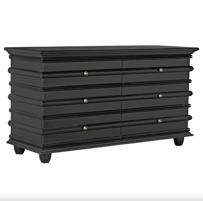 Ascona 6-Drawer Chest, Hand Rubbed Black