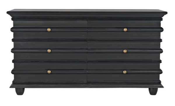 Ascona 6-Drawer Chest, Hand Rubbed Black