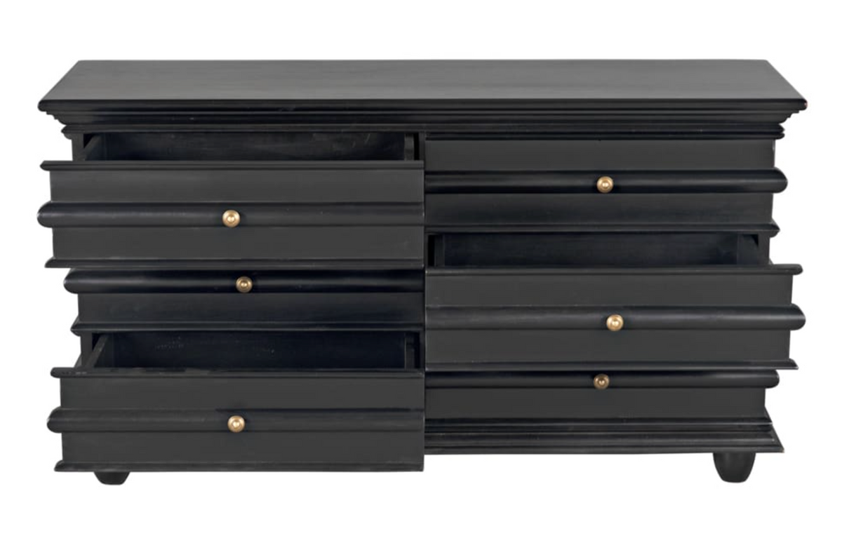 Ascona 6-Drawer Chest, Hand Rubbed Black