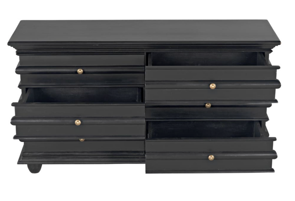 Ascona 6-Drawer Chest, Hand Rubbed Black