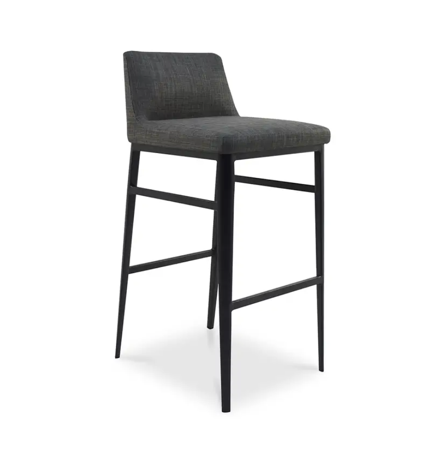 Baron Counter Stool and Barstool Collection in Charcoal Grey Upholstery