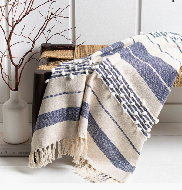 Yemaya Navy Woven Blanket