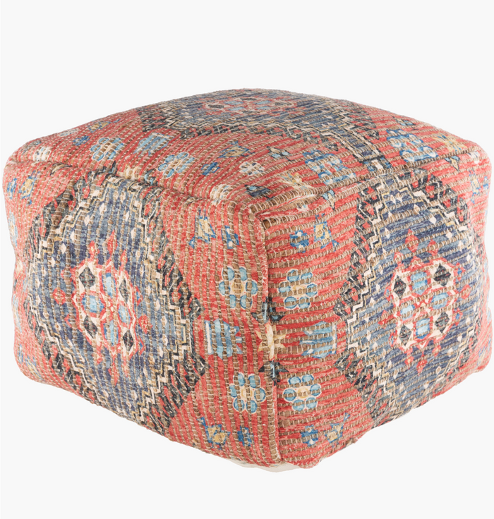 Coventry Orange & Blue Floor Pouf