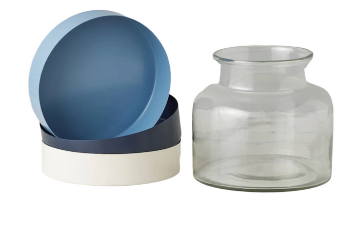 3-in-1 Glass Bloom Vase, Maritime Color Set