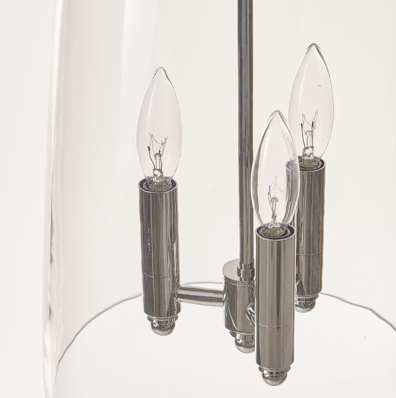 Maiden Glass Pendant in Polished Nickel, Natural Brass, and Oil Rubbed Bronze Finishes