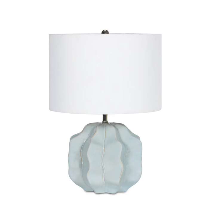 Destin Ceramic Mini Table Lamp in Spa Blue and Ivory