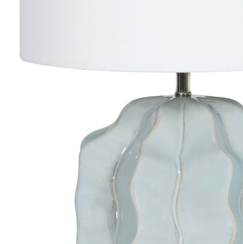 Destin Ceramic Mini Table Lamp in Spa Blue and Ivory