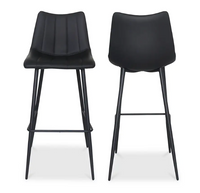 Alibi Black Leather Counter and Barstool Set of 2