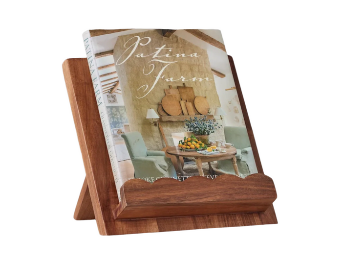 Scalloped Wood Book Stand, Natural