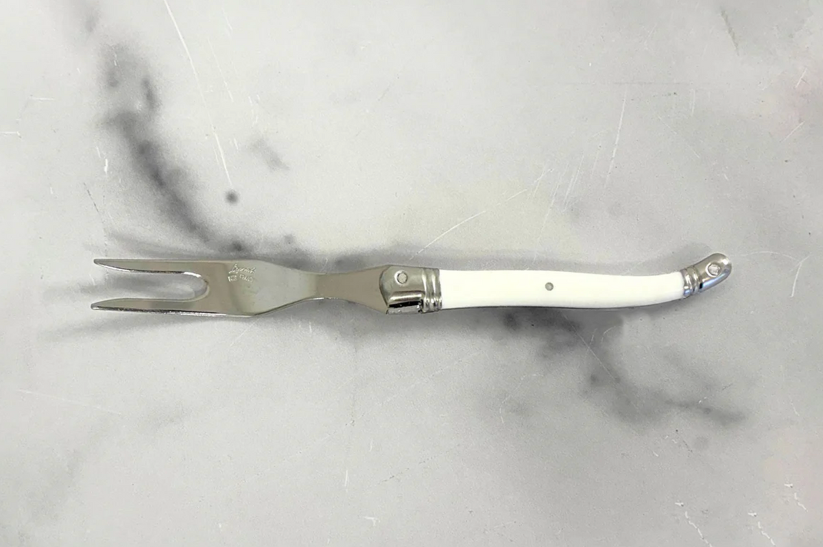 Original French Laguiole Cheese Spreader, Cheese Fork & Cheese Cleaver in White