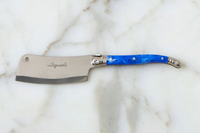 Original French Laguiole Cheese Spreader, Cheese Fork & Cheese Cleaver in Blue