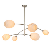 Artemis Chandelier Polished Nickel with Alabaster Glass