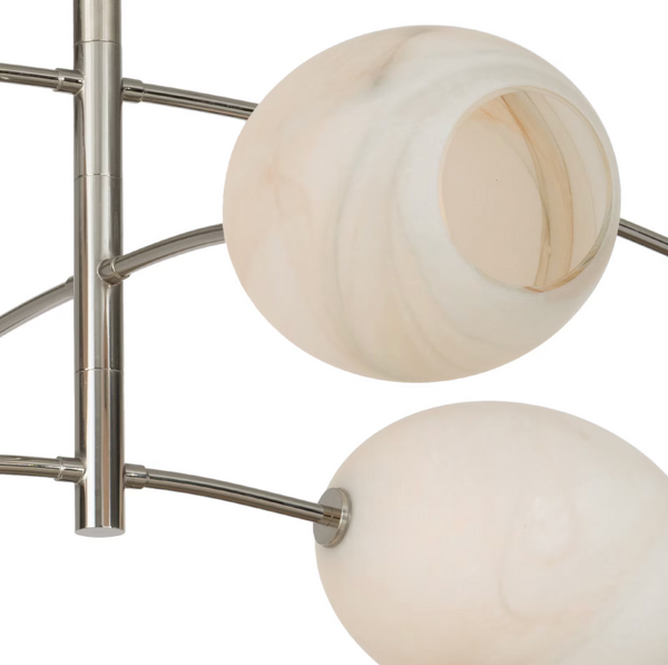 Artemis Chandelier Polished Nickel with Alabaster Glass