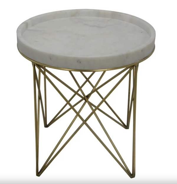 Prisma Marble & Brass Side Table