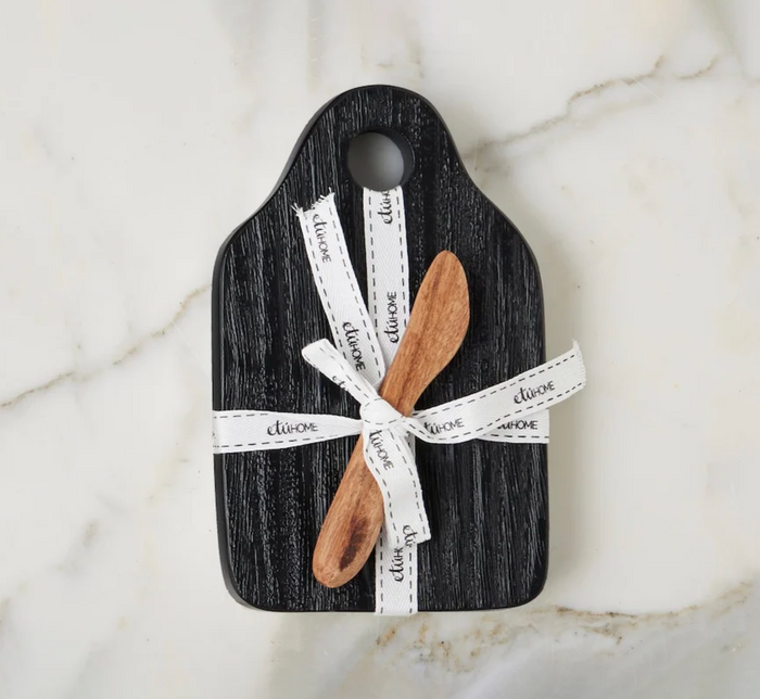 Dutch Cheese Board with Spreader, Black