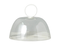 Large Glass Dome Food Cover, White Ring Handle