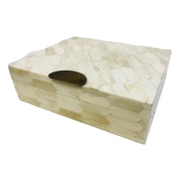 Hexagonal Bone & Brass Accent Decorative Box