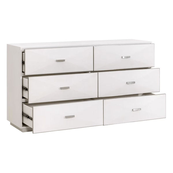 Wynn Pearl Shagreen & Stainless Steel 6-Drawer Dresser
