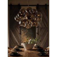 Shine Chandelier Natural Brass with Smoke Glass