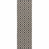 Alfresco Black & Cream Diamond Patterned Rug