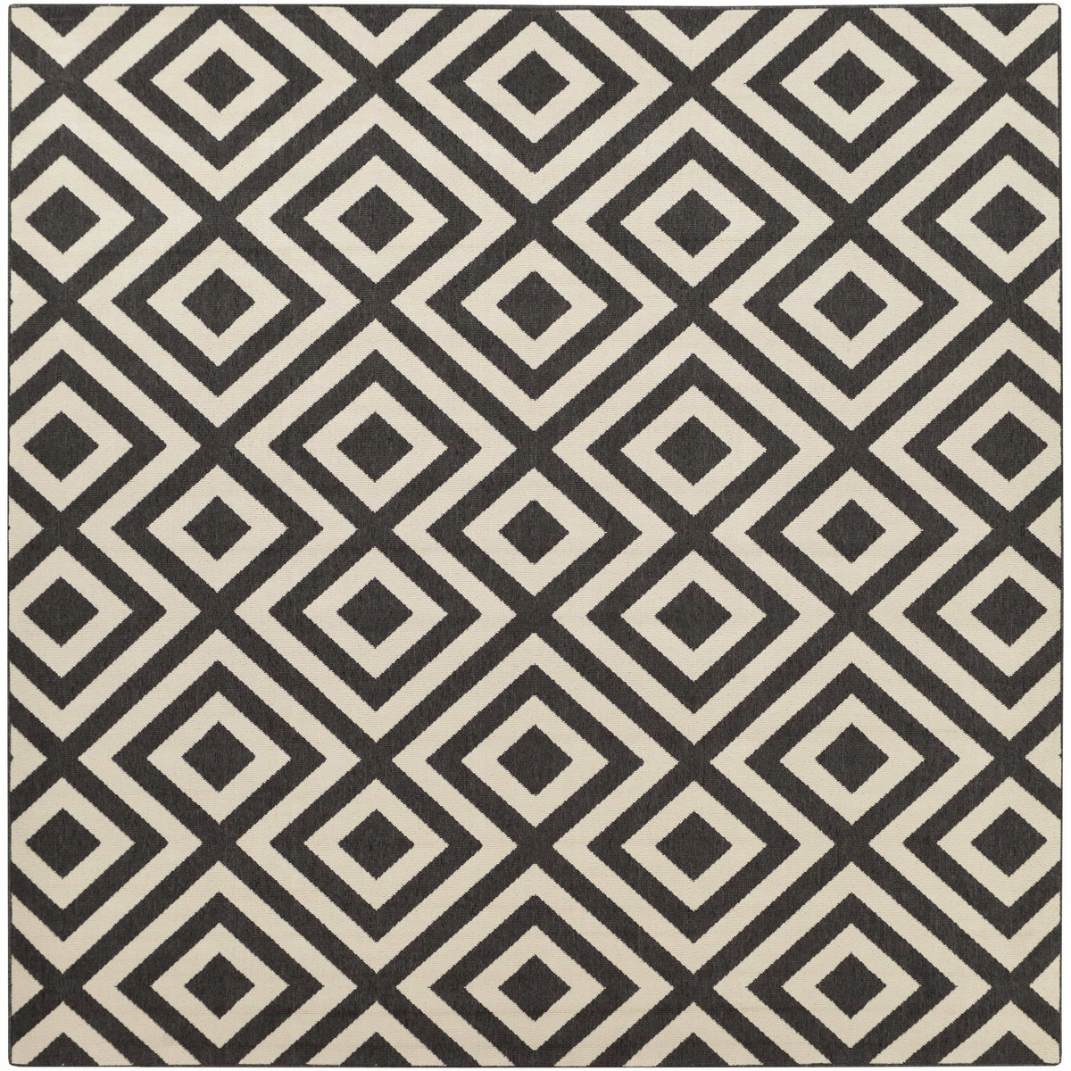 Alfresco Black & Cream Diamond Patterned Rug