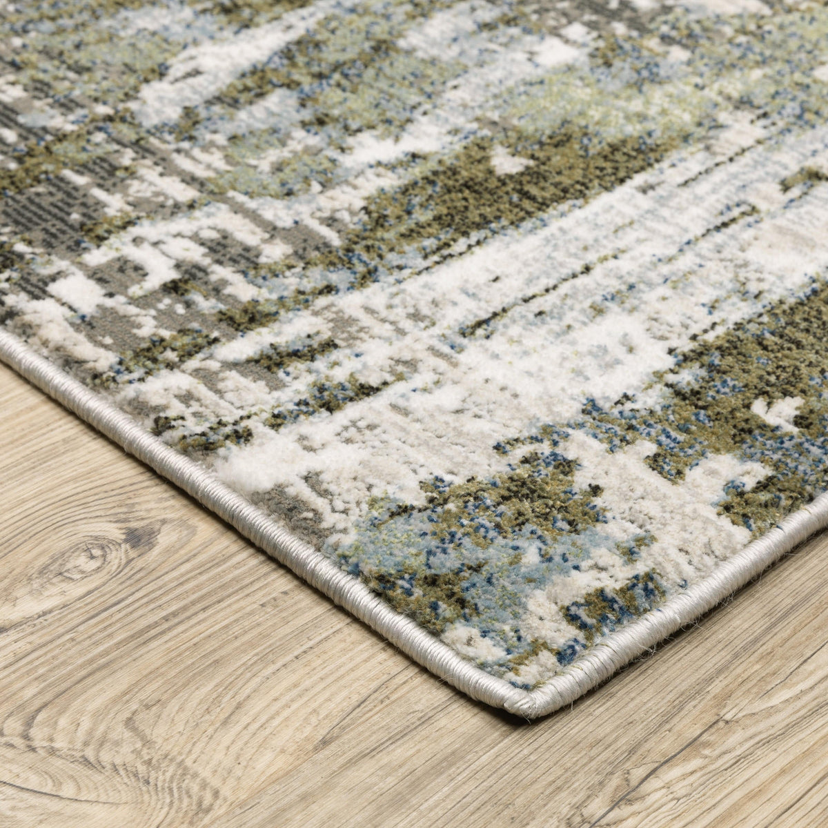 Caravan Moss Green & Blue Contemporary Rug