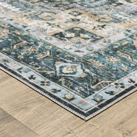 Charleston Blue & Ivory Washable Rug
