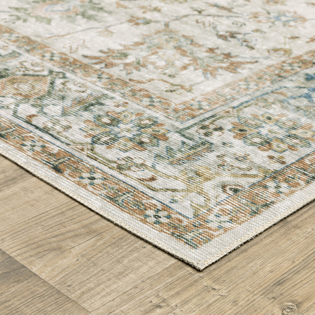 Charleston Ivory & Multi-Color Washable Rug