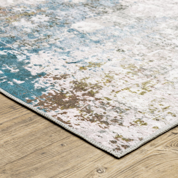 Malibu Ivory & Blue Washable Rug