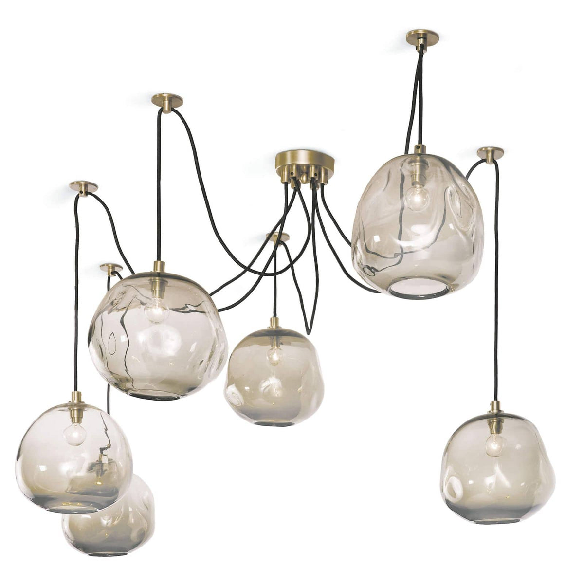 Molten Spider Large Smoke Glass & Natural Brass