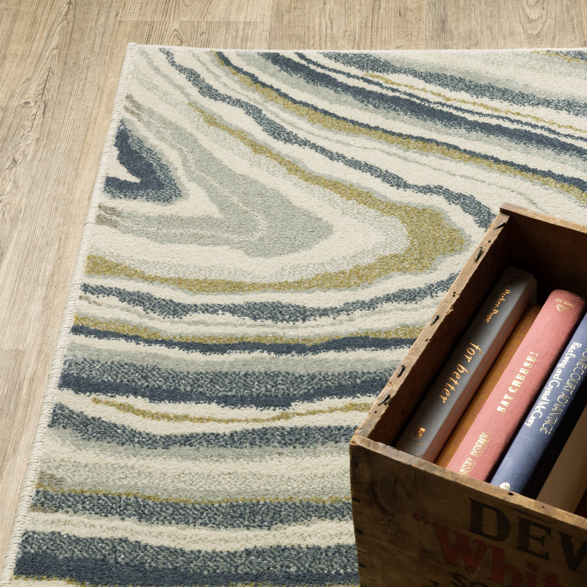 Branson Ivory & Blue Abstract Rug