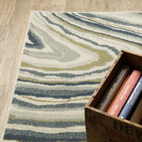 Branson Ivory & Blue Abstract Rug