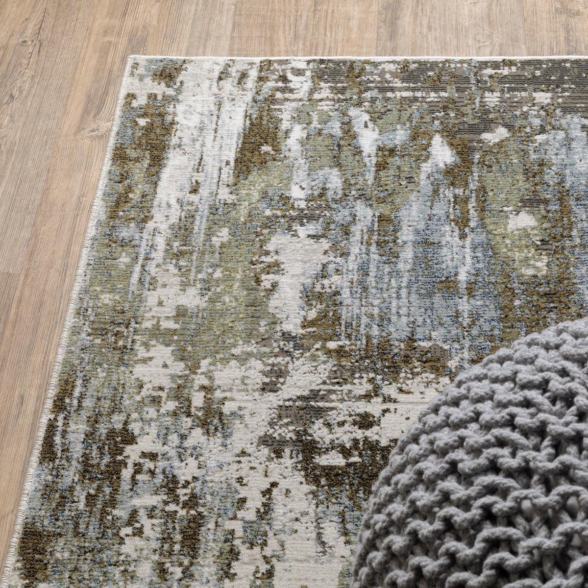 Caravan Moss Green & Blue Contemporary Rug